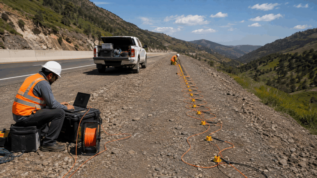 MASW y refracción sísmica para estudios geofísicos en carreteras
