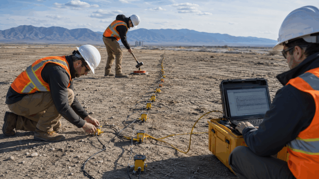 MASW y refracción sísmica para investigar el subsuelo y profundidad de roca